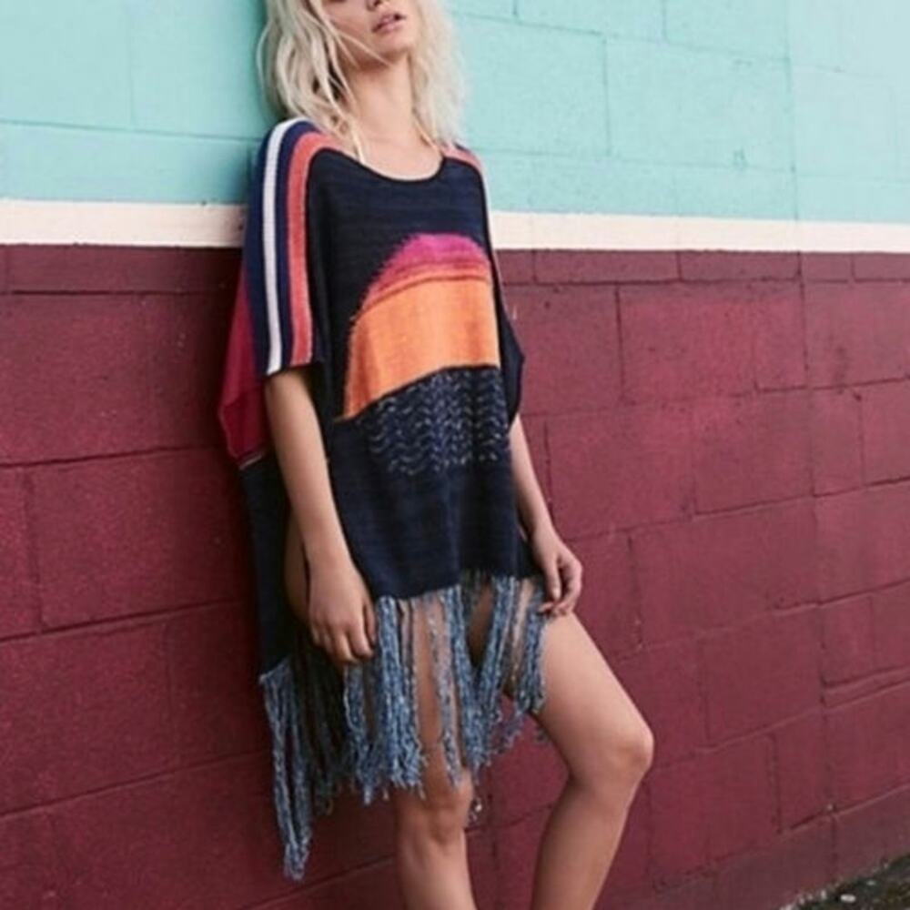 NWT Free People Sunset Fringe Poncho
